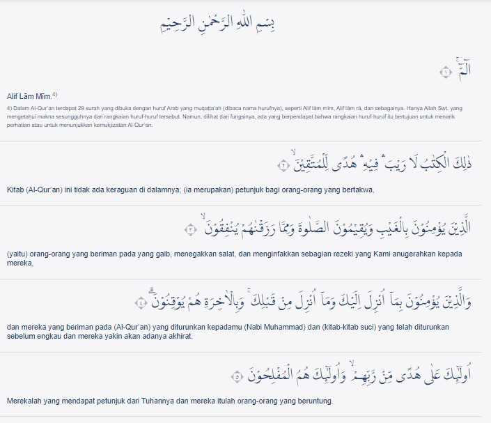 5 Ayat Pertama Surat Al Baqarah
